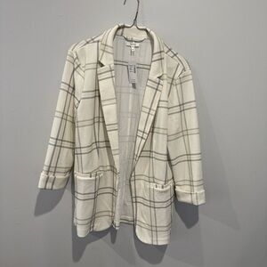 Maurices Cream and Gray Plaid Blazer